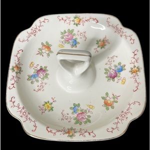 Vintage China Floral Serving Plate w Handle